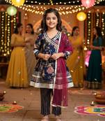 Blue floral kurta set
