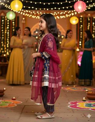 Blue floral kurta set 3