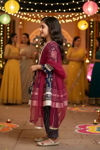 Blue floral kurta set
