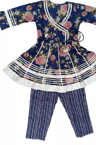 Blue floral kurta set