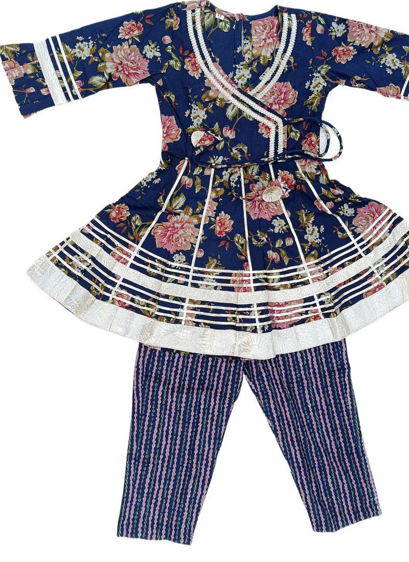 Blue floral kurta set