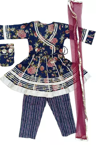 Blue floral kurta set
