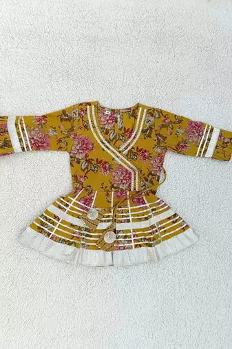 Mustard floral kurta set