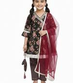Black floral kurta flare set