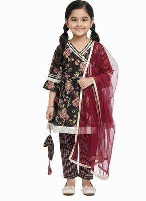 Black floral kurta flare set 2
