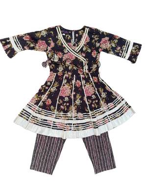 Black floral kurta flare set 4