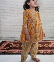 Mustard floral kurta flare set