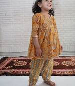 Mustard floral kurta flare set