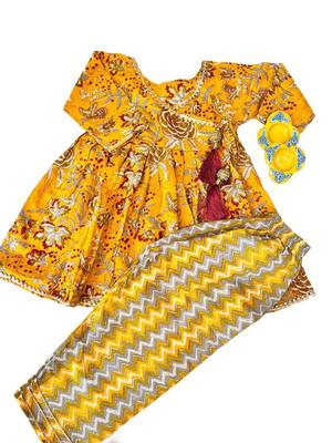 Mustard floral kurta flare set 3