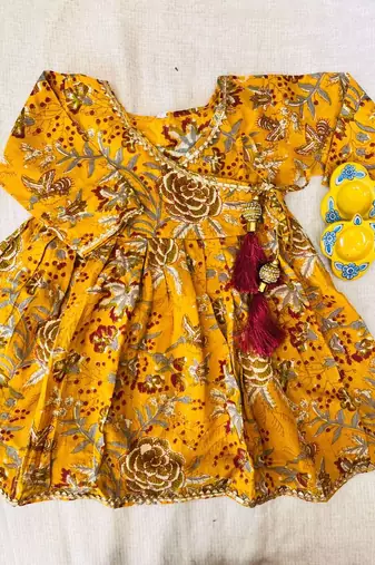 Mustard floral kurta flare set