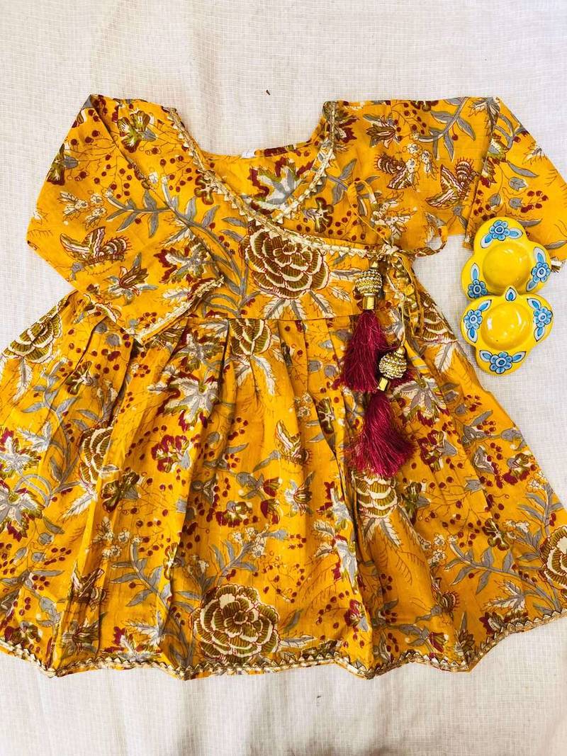 Mustard floral kurta flare set