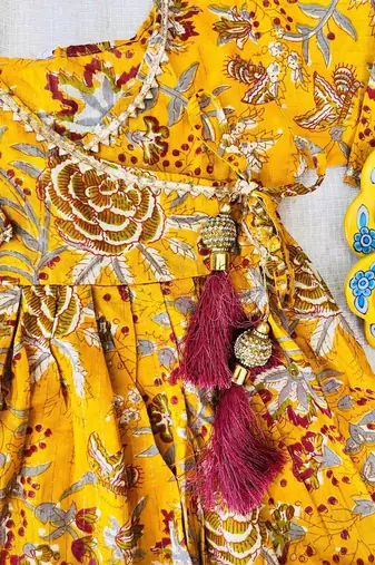 Mustard floral kurta flare set