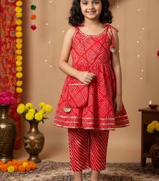 Red jaipuri print kurta set