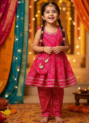 Rani pink jaipuri kurta set 1