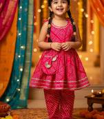 Rani pink jaipuri kurta set