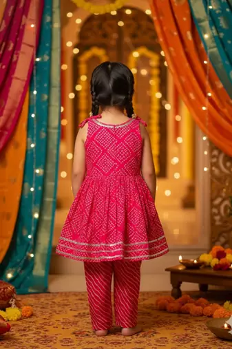 Rani pink jaipuri kurta set