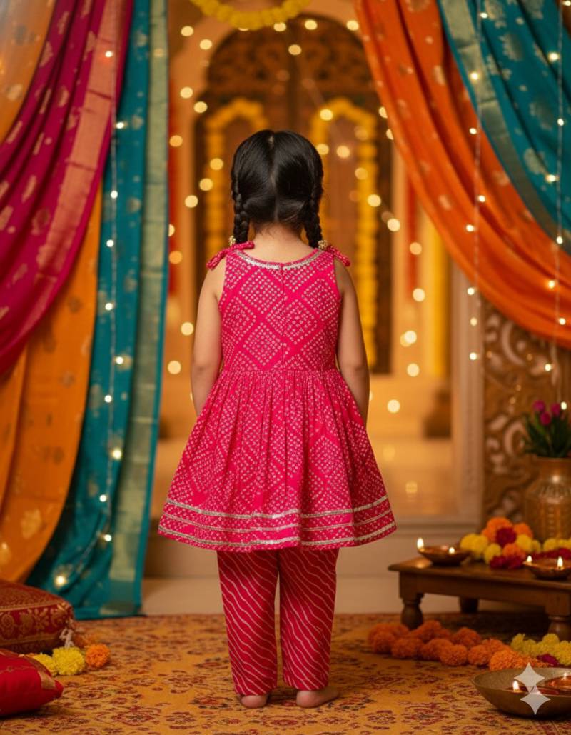 Rani pink jaipuri kurta set