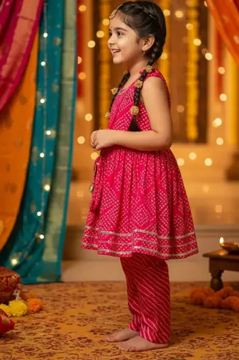 Rani pink jaipuri kurta set