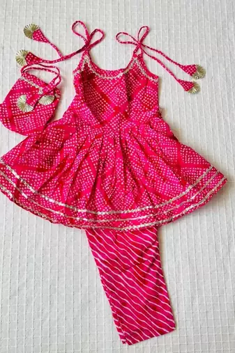 Rani pink jaipuri kurta set