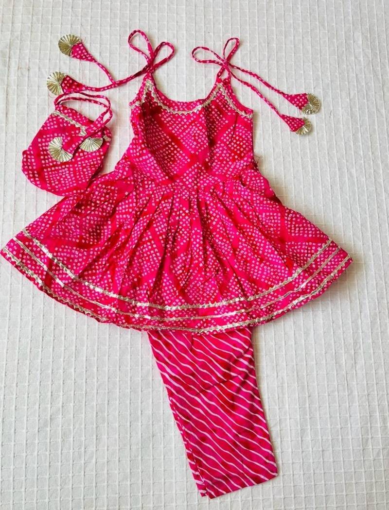 Rani pink jaipuri kurta set