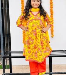 Yellow floral kurta flare set