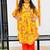 Yellow floral kurta flare set