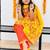 Yellow floral kurta flare set