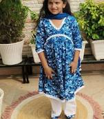 Blue floral kurta flare set