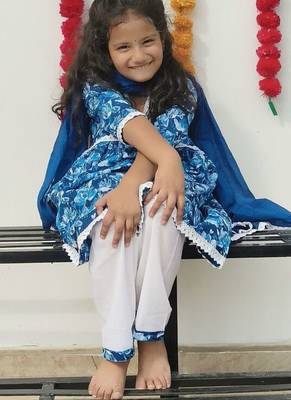 Blue floral kurta flare set 3
