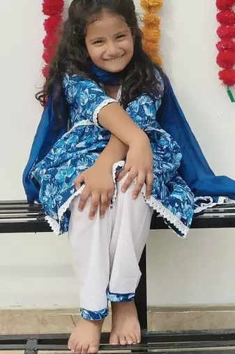Blue floral kurta flare set