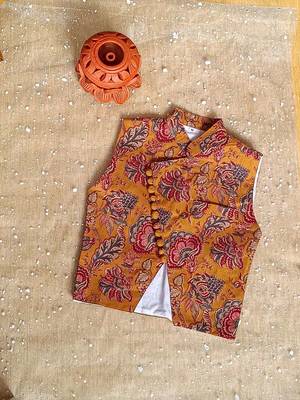 Mustard kurta dhoti set with jacket 3