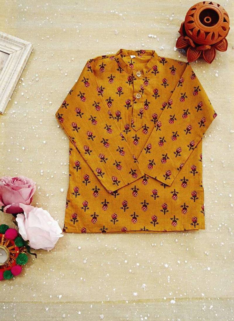 Mustard kurta dhoti set with jacket