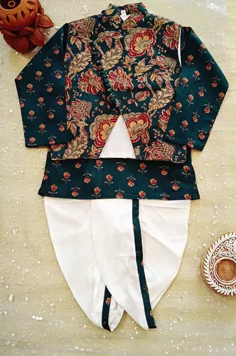 Printed kurta dhoti jacket set