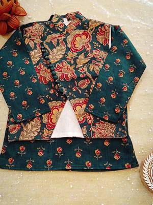 Printed kurta dhoti jacket set 4