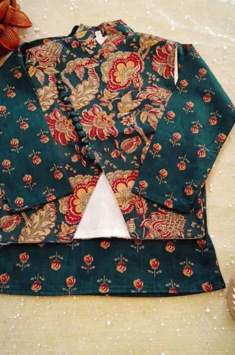 Printed kurta dhoti jacket set