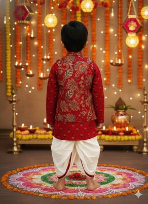 Maroon block print dhoti set 2