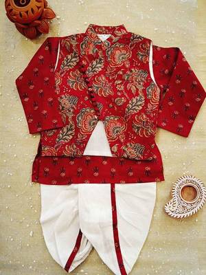 Maroon block print dhoti set 4