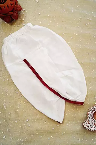 Maroon block print dhoti set