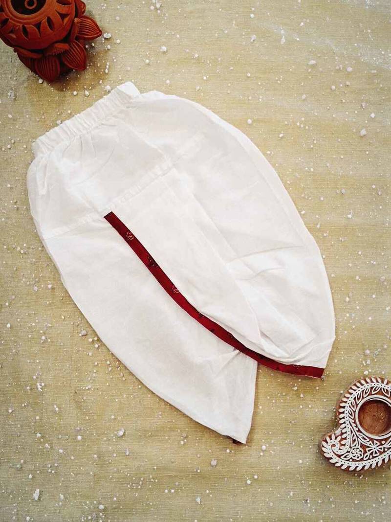 Maroon block print dhoti set