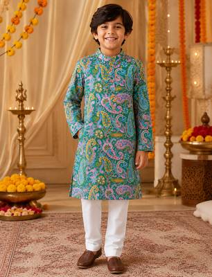Green boys kurta set 1