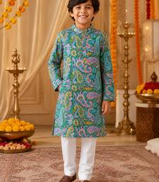 Green boys kurta set