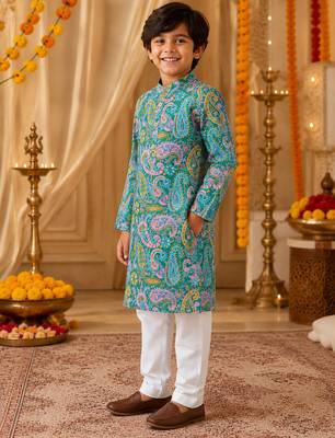 Green boys kurta set 2