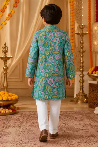 Green boys kurta set
