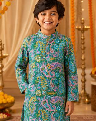 Green boys kurta set 4