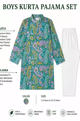 Green boys kurta set