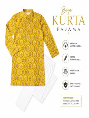 Yellow boota boys kurta set 5