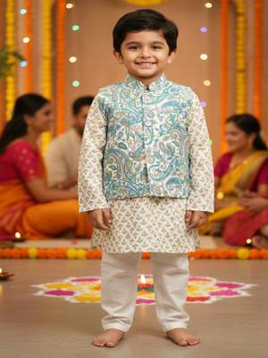 Sky blue paisley kurta set 1