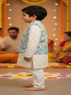 Sky blue paisley kurta set 2