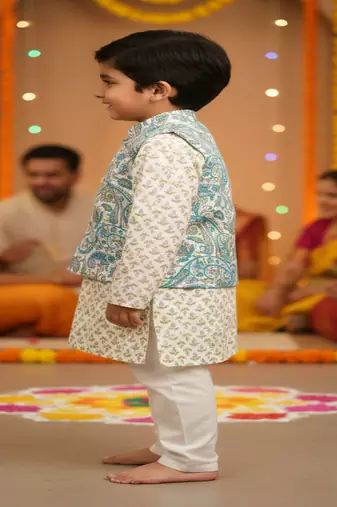 Sky blue paisley kurta set