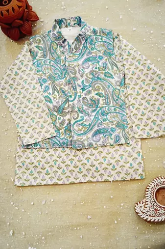Sky blue paisley kurta set